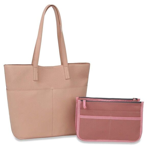 Handbags - Mauve Tote Bag for Women with Purse Organizer , Purse Handbags Work Shoulder Bag